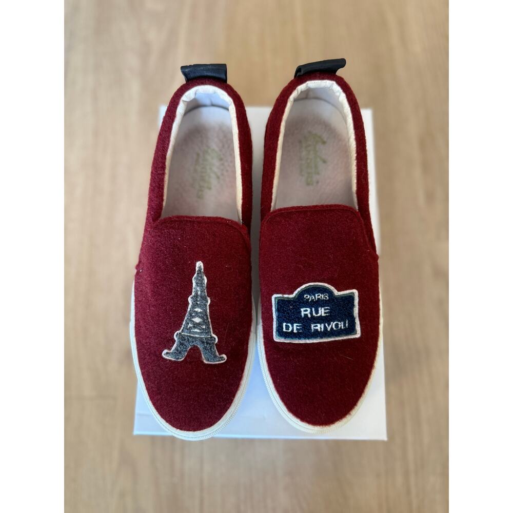 Joshua Sanders Burgundy Paris Patch Slip On Sneakers